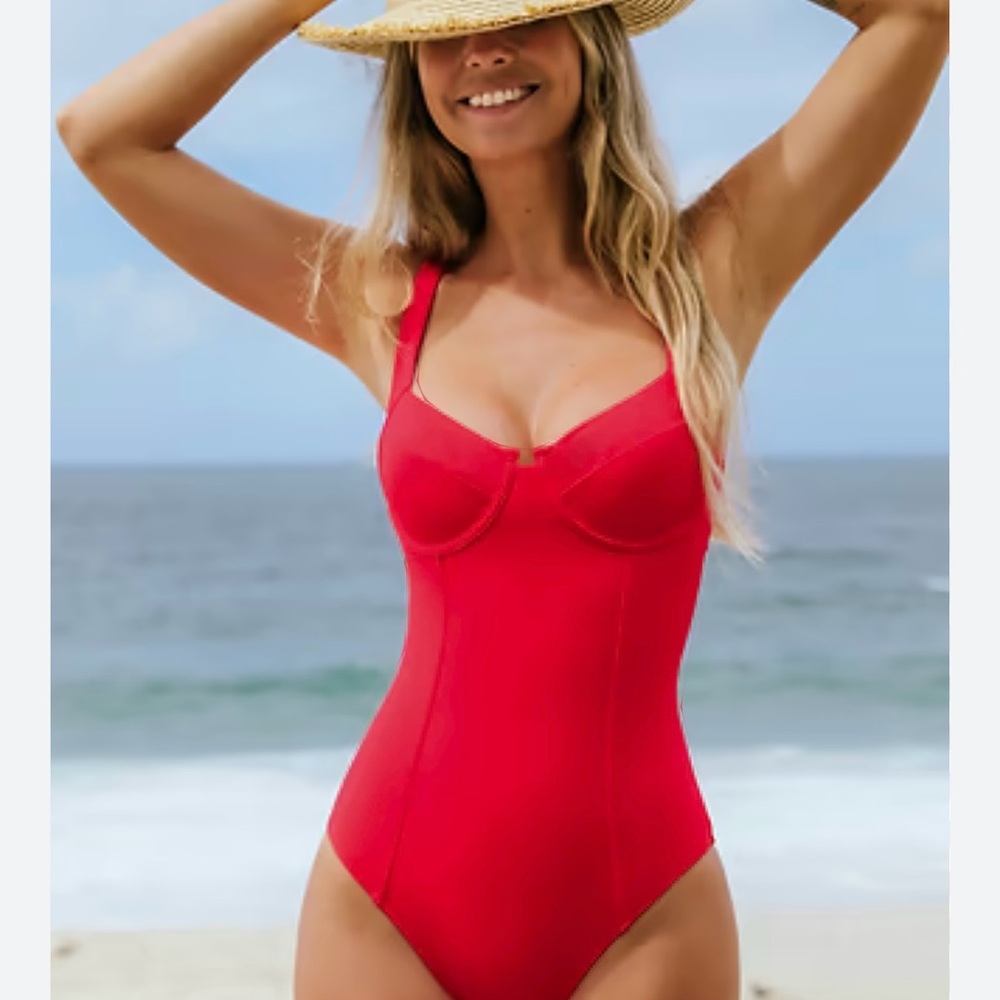 🌴Red wired cups swimsuit